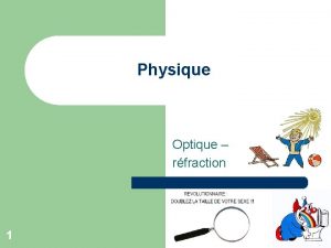 Physique Optique rfraction 1 Optique 2 Introduction l