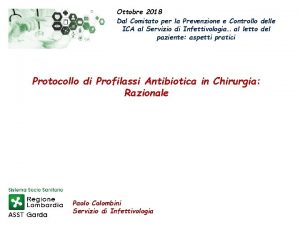 Ottobre 2018 Dal Comitato per la Prevenzione e