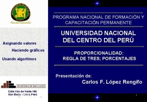 PROGRAMA NACIONAL DE FORMACIN Y CAPACITACIN PERMANENTE Asignando