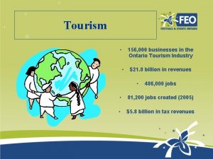 Tourism 156 000 businesses in the Ontario Tourism