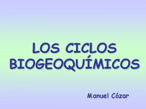 LOS CICLOS BIOGEOQUMICOS Manuel Czar Elementos biolimitantes Son