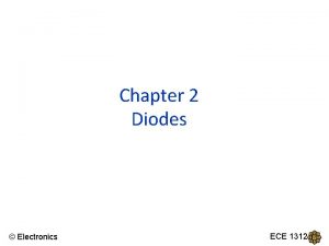 Chapter 2 Diodes Electronics ECE 1312 Classification of