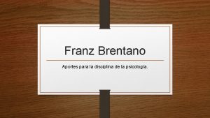 Franz brentano aportaciones