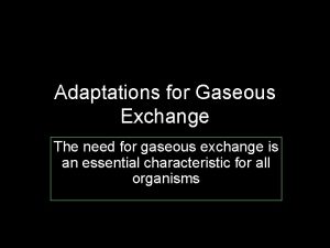 Adaptations for Gaseous Exchange The need for gaseous