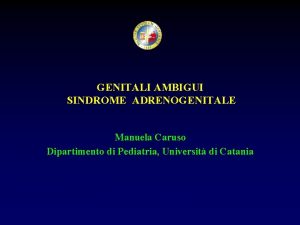 GENITALI AMBIGUI SINDROME ADRENOGENITALE Manuela Caruso Dipartimento di