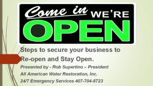 Steps to secure your business to Reopen and