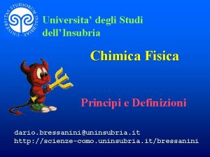 Universita degli Studi dellInsubria Chimica Fisica Principi e