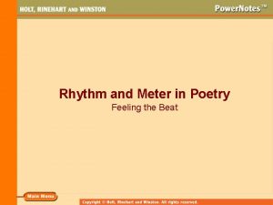 Rhythm and Meter in Poetry Feeling the Beat