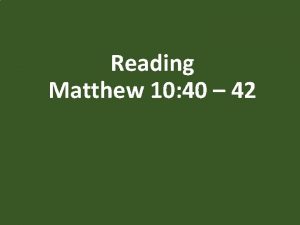 Matthew 10 40 42