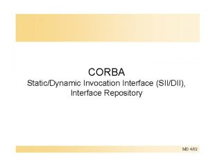 CORBA StaticDynamic Invocation Interface SIIDII Interface Repository MD