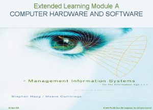 Extended Learning Module A COMPUTER HARDWARE AND SOFTWARE