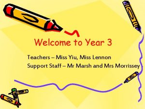 Welcome to Year 3 Teachers Miss Yiu Miss
