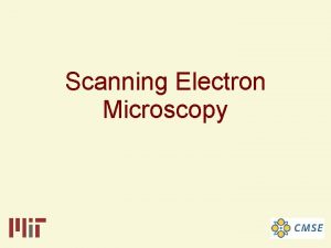 Scanning Electron Microscopy The Scanning Electron Microscope is