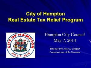 City of Hampton Real Estate Tax Relief Program