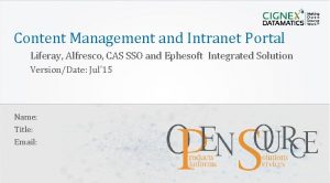 Content Management and Intranet Portal Liferay Alfresco CAS