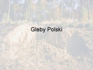 Gleby Polski Definicja gleby Gleba jest naturalnym tworem