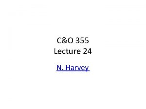 CO 355 Lecture 24 N Harvey Topics Semidefinite