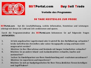 BSTPortal com Buy Sell Trade Vorteile des Programms