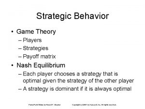 Strategic Behavior Game Theory Players Strategies Payoff matrix