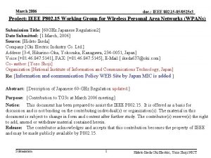 March 2006 doc IEEE 802 15 050525 r