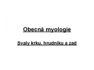 Obecn myologie Svaly krku hrudnku a zad SVALOV