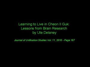 Learning to Live in Cheon Il Guk Lessons