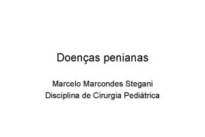 Doenas penianas Marcelo Marcondes Stegani Disciplina de Cirurgia