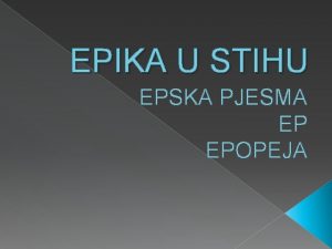 Epika u stihu