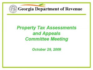 Georgia Department of Revenue Property Tax Assessments and