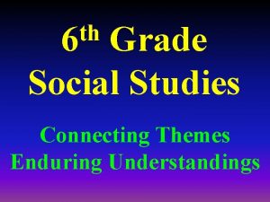 th 6 Grade Social Studies Connecting Themes Enduring