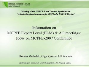 Meeting of the UNECEFAO Team of Specialists on