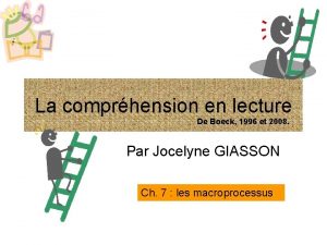 La comprhension en lecture De Boeck 1996 et