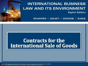 Contracts for the International Sale of Goods 2012