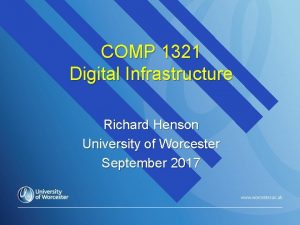 COMP 1321 Digital Infrastructure Richard Henson University of