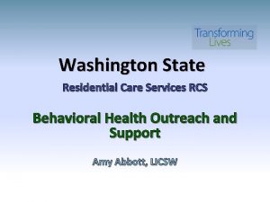 Washington State Residential Care Services RCS Behavioral Health