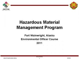 Hazardous Material Management Program Fort Wainwright Alaska Environmental