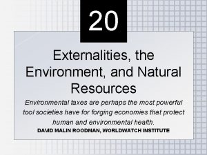 20 Externalities the Environment and Natural Resources Environmental