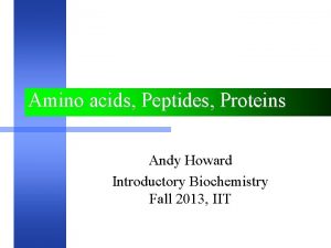 Amino acids Peptides Proteins Andy Howard Introductory Biochemistry