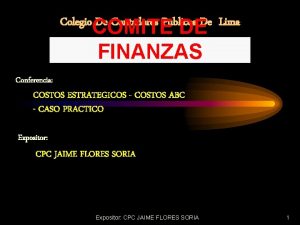 COMITE DE FINANZAS Colegio De Contadores Publicos De