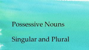 Possessive nouns children's book