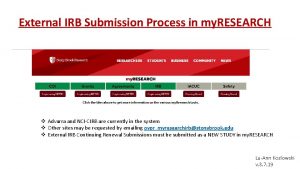 External IRB Submission Process in my RESEARCH v