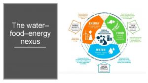 The water foodenergy nexus Objectives What Impacts of