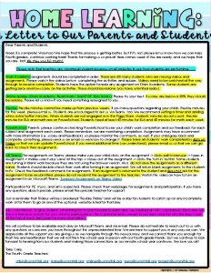 A Letter to Our Parents and Students Dear