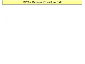 RPC Remote Procedure Call RPC Remote Procedure Call