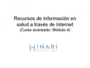 Recursos de informacin en salud a travs de