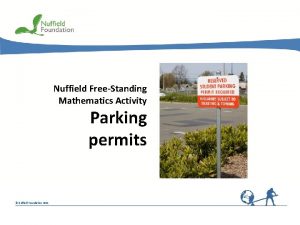 Nuffield FreeStanding Mathematics Activity Parking permits Nuffield Foundation