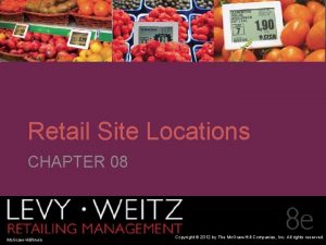 CHAPTER 8 2 1 Retail Site Locations CHAPTER