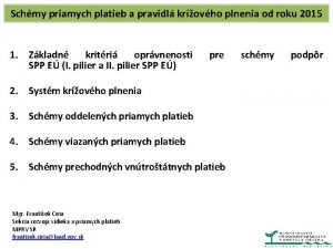 Schmy priamych platieb a pravidl krovho plnenia od