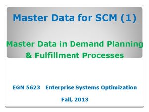 Master Data for SCM 1 Master Data in