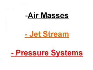 Air Masses Jet Stream Pressure Systems Air Masses